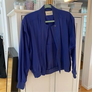 Paper Denim Cloth cobalt blue bomber jacket